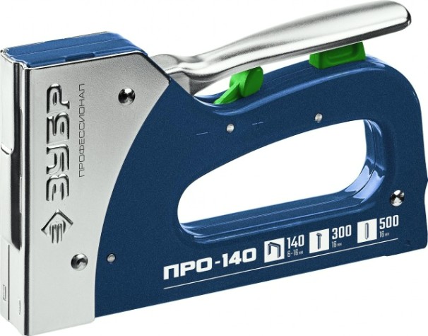 Скобозабиватель ручной ЗУБР ЭКСПЕРТ T-140 степлер для 3-в-1: тип 140 (6-16 мм) / 300 (16 мм) [4-31573]