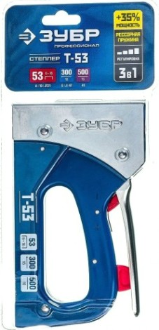 Скобозабиватель ручной ЗУБР ПРОФИ T-53 степлер для 3-в-1: тип 53 (6-16 мм) / 300 (16 мм) [31523_z01]