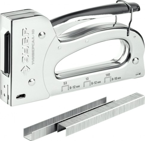 Скобозабиватель ручной ЗУБР ПРОФИ Универсал 10 степлер для 4-в-1: тип 53 (6-10 мм) / 140 (6-10 мм [31525]