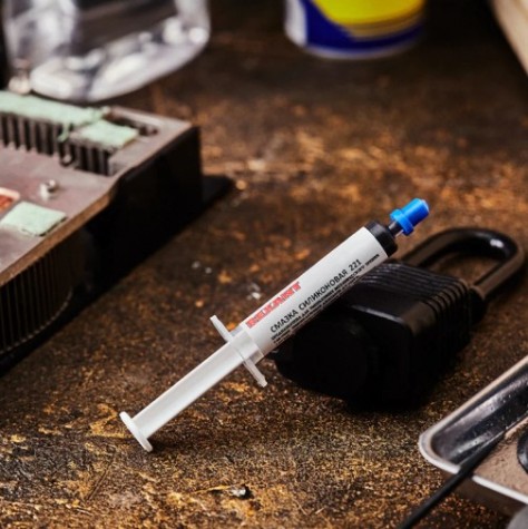 Смазка силиконовая термостойкая REXANT модель 221, до +350°C, 2мл, шприц [09-3955]