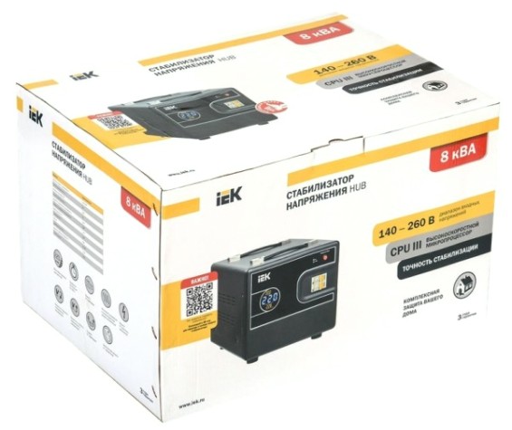 Стабилизатор напряжения однофазный IEK HUB 8 кВА [IVS21-1-008-13]