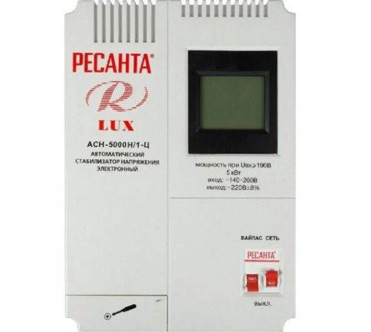 Стабилизатор напряжения однофазный Ресанта АСН- 5000 Н/1-Ц Lux [63/6/16]
