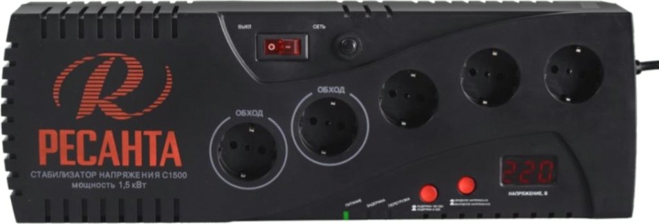 Стабилизатор напряжения однофазный Ресанта С1500 (сетевой фильтр) [63/6/33]