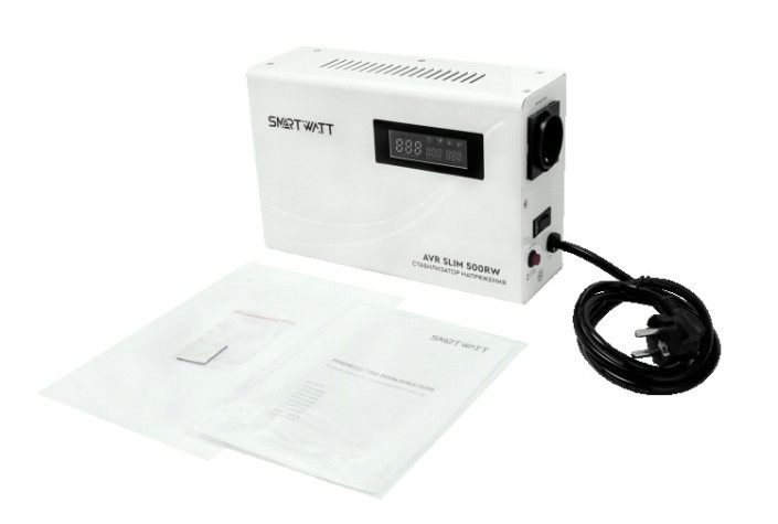 Стабилизатор напряжения однофазный SMARTWATT AVR SLIM 500RW настенный [AVR SLIM 500RW]