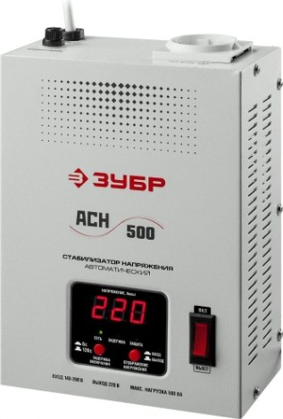 Стабилизатор напряжения однофазный ЗУБР АСН 500 навесной [59381-0.5]