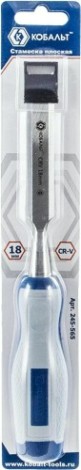 Стамеска Кобальт 245-565 плоская 18х140 мм, cr-v, двухкомпонентная рукоятка