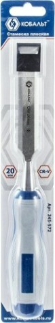 Стамеска Кобальт 245-572 плоская 20х140 мм, cr-v, двухкомпонентная рукоятка