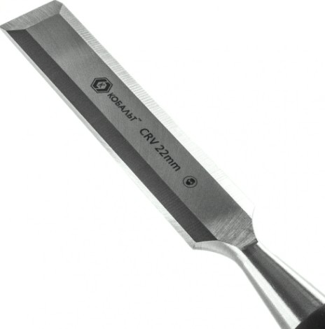 Стамеска Кобальт 245-589 плоская 22х140 мм, cr-v, двухкомпонентная рукоятка
