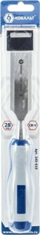 Стамеска Кобальт 245-619 плоская 28х140 мм, cr-v, двухкомпонентная рукоятка