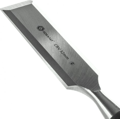 Стамеска Кобальт 245-633 плоская 32х140 мм, cr-v, двухкомпонентная рукоятка