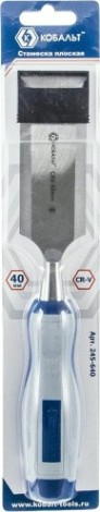 Стамеска Кобальт 245-640 плоская 40х140 мм, cr-v, двухкомпонентная рукоятка