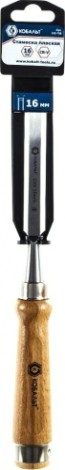 Стамеска Кобальт 245-756 плоская 16х140 мм, cr-v, деревянная рукоятка