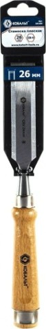 Стамеска Кобальт 245-800 плоская 26х140 мм, cr-v, деревянная рукоятка