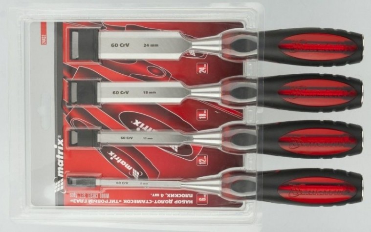 Стамеска MATRIX 4 штуки, 6-12-18-24 мм набор [24432]