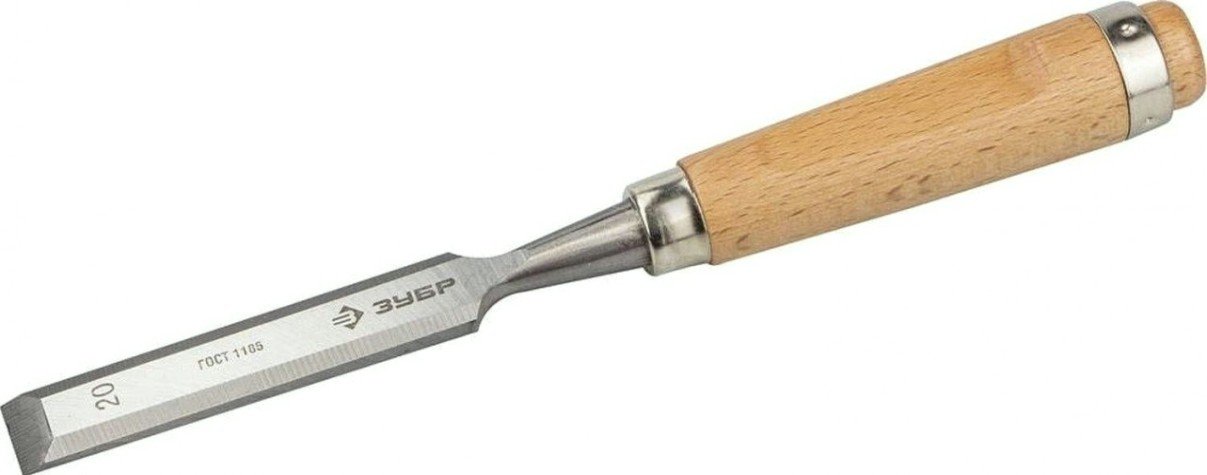 Стамеска ЗУБР ЭКСПЕРТ Классик с деревянной ручкой, хромованадиевая, 20мм, [18096-20]