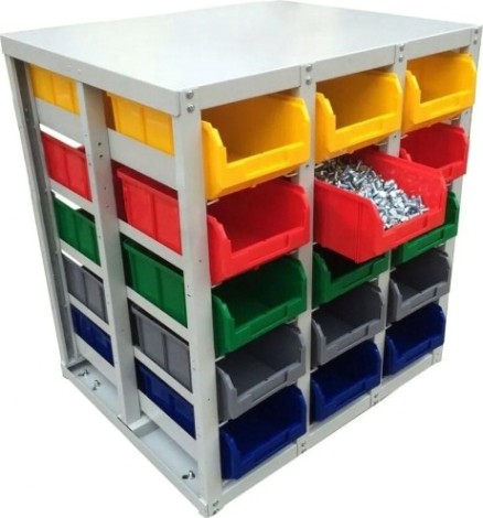 Стеллаж с направляющими СТЕЛЛА-ТЕХНИК под V-3 (30 ячеек) универсальный без ручки, серия К [Стеллаж-V-3-30]