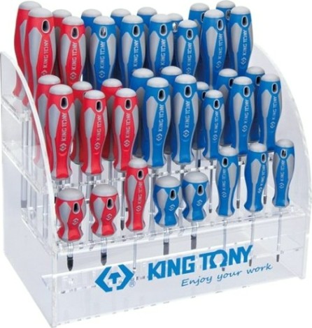 Стенд со стандартными отвертками KING TONY серии 1421 1422, 1423, 1427, 40 предметов [31427MR]