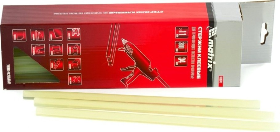 Стержень клеевой MATRIX 11x300 мм, прозрачные, 34 шт. [930741]