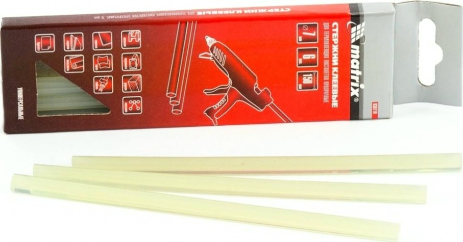 Стержень клеевой MATRIX 7x150 мм, прозрачные, 6 шт. [930710]