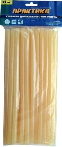 Стержень клеевой ПРАКТИКА 11х300 мм желтый, прозрачный, 33 шт [641-664]