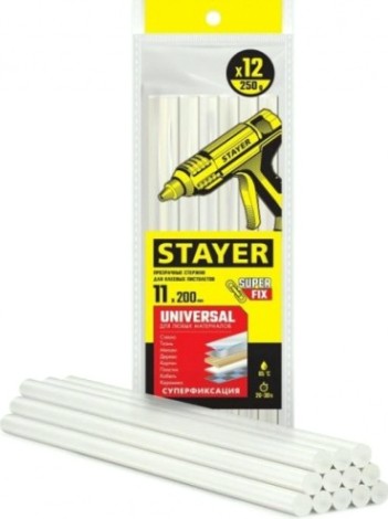Стержень клеевой STAYER Universal прозрачные 11 мм х 200 мм 12 шт. [06821-12]
