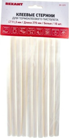 Стержни клеевые REXANT белые 11x270 мм, 10 шт. (хедер) [09-1277]