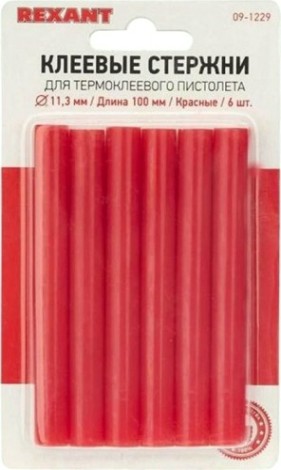 Стержни клеевые REXANT красные 11x100 мм, 6 шт. [09-1229]
