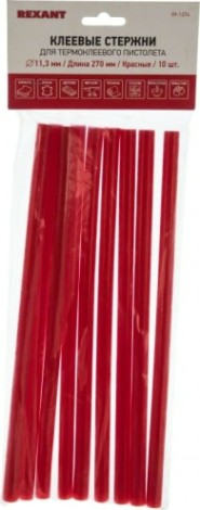 Стержни клеевые REXANT красные 11x270 мм, 10 шт. (хедер) [09-1274]