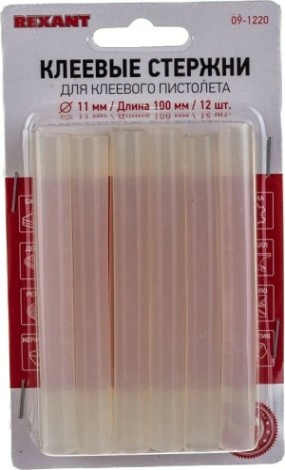 Стержни клеевые REXANT прозрачные 11x100 мм, 12 шт. [09-1220]