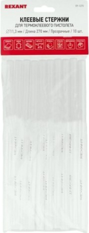 Стержни клеевые REXANT прозрачные 11x270 мм, 10 шт. (хедер) [09-1270]