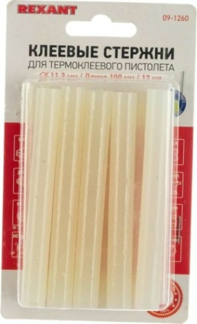 Стержни клеевые REXANT прозрачные светящиеся 11x100 мм, 12 шт. [09-1260]