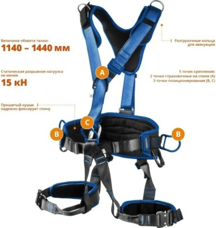 Страховочная и удерживающая привязь ЗУБР Олимп Профессионал пять точек крепления 11591 [11591]