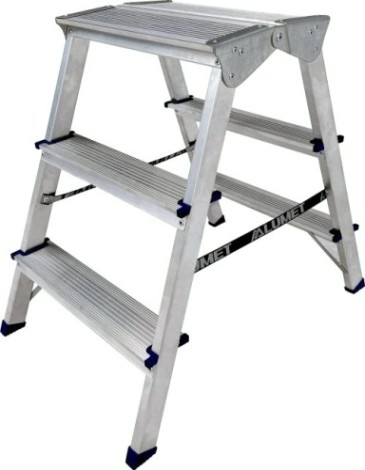 Стремянка алюминиевая АЛЮМЕТ ADK 6203 3 ступени двухсторонняя, верхняя ступень 260 мм [ADK6203]