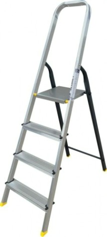 Стремянка алюминиевая АЛЮМЕТ АМS 7804 4 ступени, со стальной задней ногой [AMS7804]