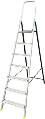 Стремянка алюминиевая АЛЮМЕТ АМS 7807 7 ступеней, со стальной задней ногой [АМS7807]