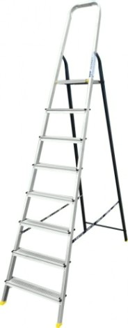 Стремянка алюминиевая АЛЮМЕТ АМS 7808 8 ступеней, со стальной задней ногой [АМS7808]