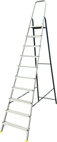 Стремянка алюминиевая АЛЮМЕТ АМS 7810 10 ступеней, со стальной задней ногой [АМS7810]