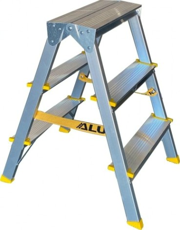Стремянка алюминиевая АЛЮМЕТ APD 9203 3 ступени двухсторонняя анодированная [APD9203]