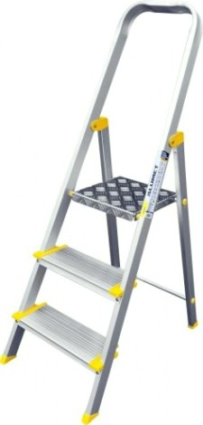 Стремянка алюминиевая АЛЮМЕТ АS 703 3 ступени анодированная, ширина ступени 130 мм [АS703]
