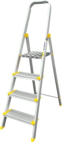 Стремянка алюминиевая АЛЮМЕТ АS 704 4 ступени анодированная, ширина ступени 130 мм [АS704]