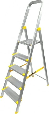 Стремянка алюминиевая АЛЮМЕТ АS 705 5 ступеней анодированная, ширина ступени 130 мм [АS705]