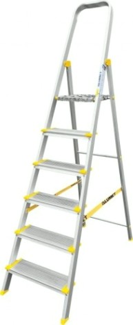 Стремянка алюминиевая АЛЮМЕТ АS 706 6 ступеней анодированная, ширина ступени 130 мм [АS706]