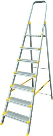 Стремянка алюминиевая АЛЮМЕТ АS 707 7 ступеней анодированная, ширина ступени 130 мм [AS707]