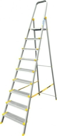 Стремянка алюминиевая АЛЮМЕТ АS 709 9 ступеней анодированная, ширина ступени 130 мм [АS709]