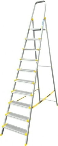 Стремянка алюминиевая АЛЮМЕТ АS 710 10 ступеней анодированная, ширина ступени 130 мм [АS710]