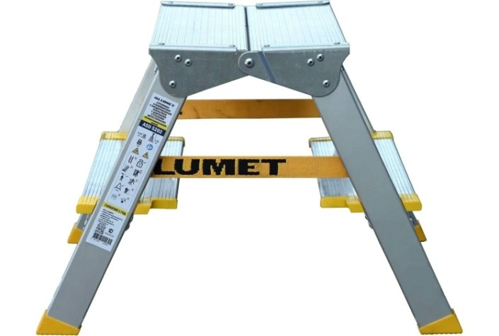 Стремянка алюминиевая АЛЮМЕТ ASD 5202 2 ступени двухсторонняя анодированная, ступ 130 мм [ASD 5202]