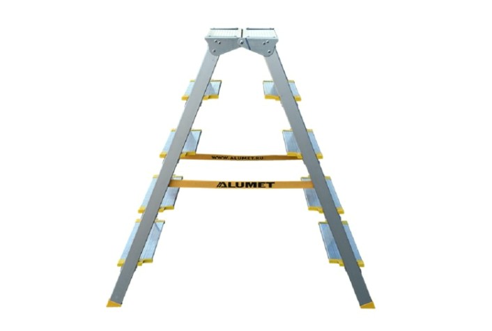 Стремянка алюминиевая АЛЮМЕТ ASD 5205 5 ступеней двухсторонняя анодированная, ступ 130 мм [ASD 5205]