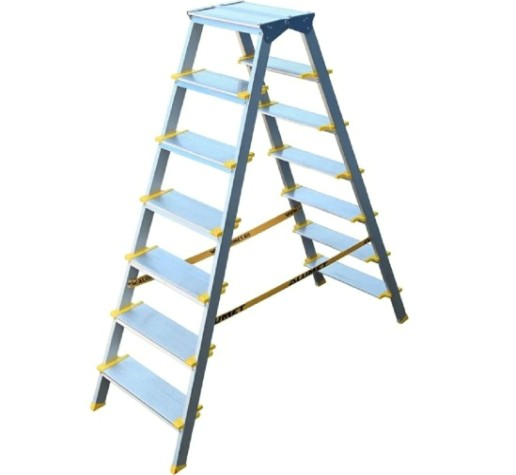 Стремянка алюминиевая АЛЮМЕТ ASD 5207 7 ступеней двухсторонняя анодированная, ступ 130 мм [ASD 5207]