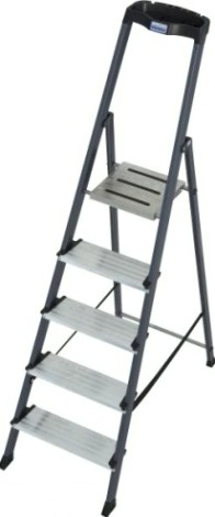 Стремянка алюминиевая KRAUSE MONTO SECURO 5 ступеней (анодированная) [126436]