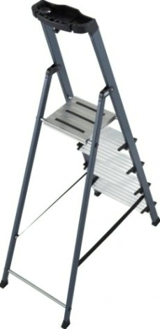 Стремянка алюминиевая KRAUSE MONTO SECURO 5 ступеней (анодированная) [126436]